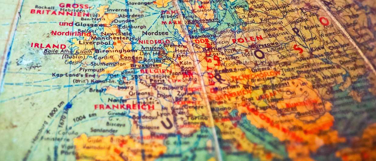 Landkarte Europa, Erasmus + Auslandssemester