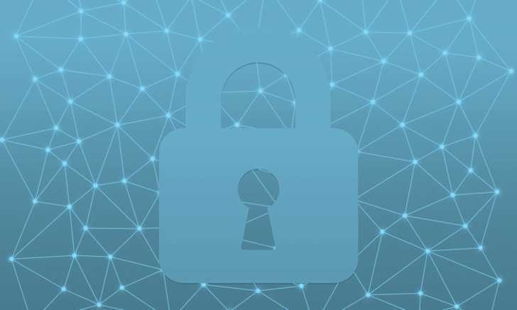 Vorhängeschloss vor Cyber Hintergrund