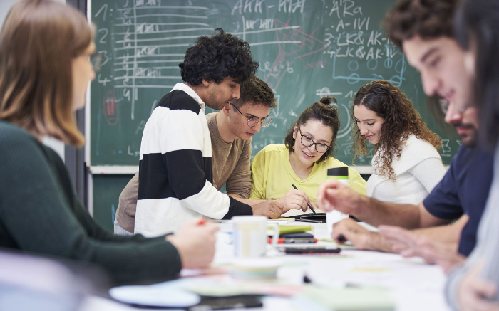 Students sitting together at a table